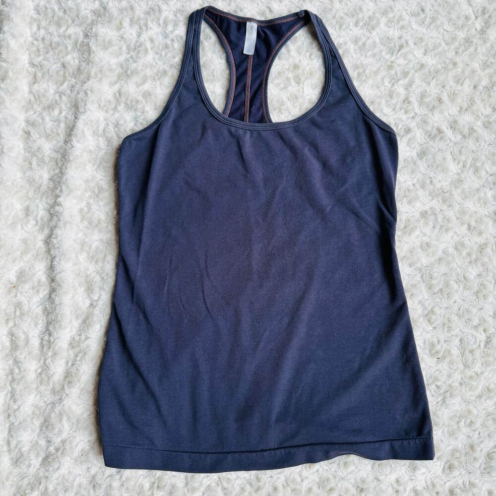 Gap Fit Womens Cotton Lycra Faded Ink Blue Racerback Tank Top Size Small Vintage